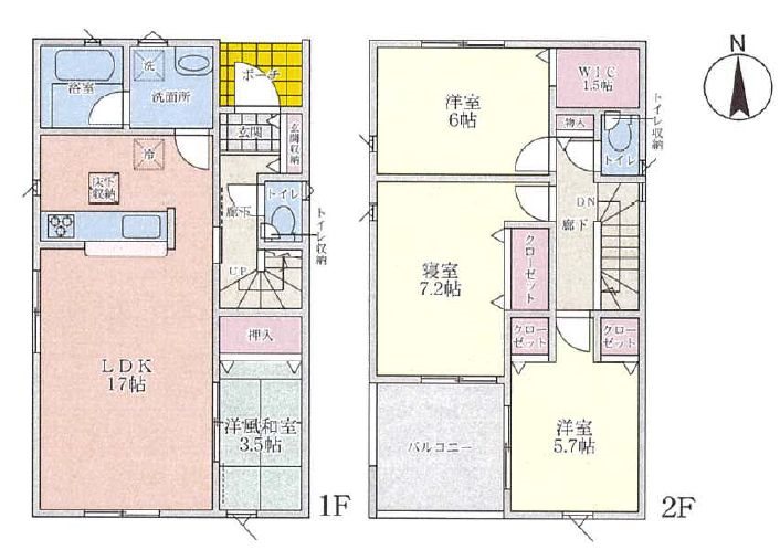 楠葉中之芝Credlegarden全4棟第2-2号棟 間取り図