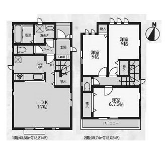 高槻市松が丘4丁目　新築一戸建2号棟 間取り図