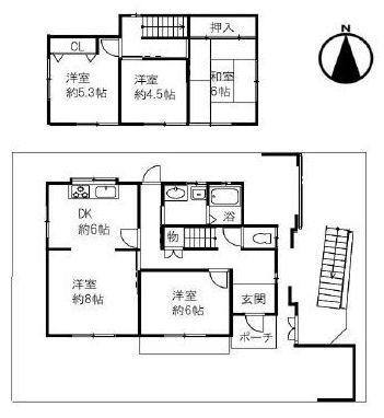 高槻市弥生が丘町　中古一戸建 間取り図