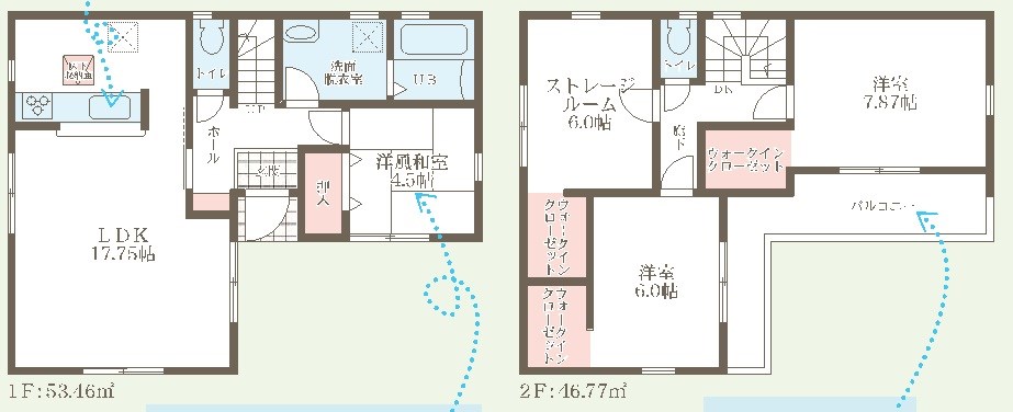 高槻市津之江町1丁目　新築一戸建 間取り図