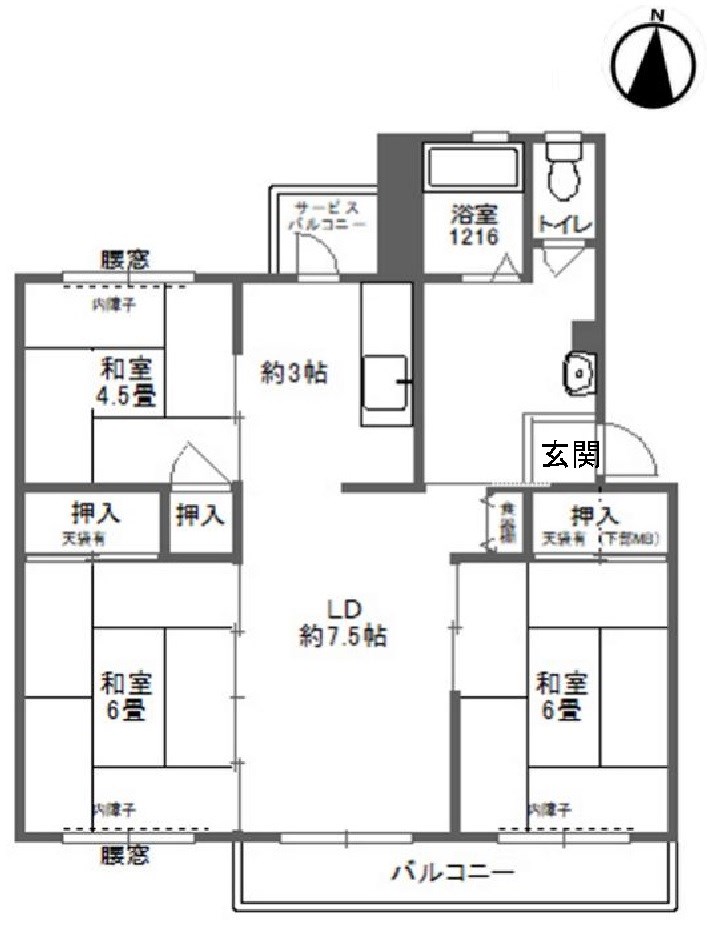 高槻下田部住宅A34棟 間取り図