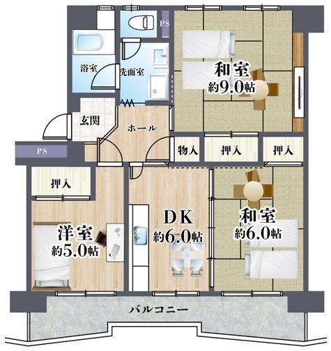 若山台住宅33号棟 305号室 間取り図