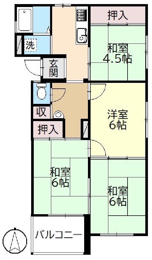 高槻下田部住宅A32棟 間取り図