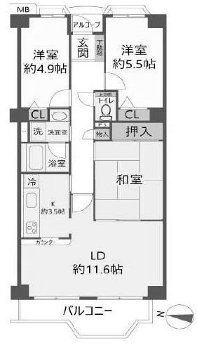 藤和コアティ高槻ハイタウンコアD棟 間取り図