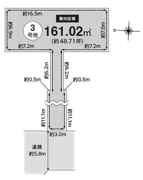 高槻市日吉台三番町　売土地3号地 間取り図