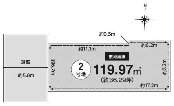 高槻市日吉台三番町　売土地2号地 間取り図