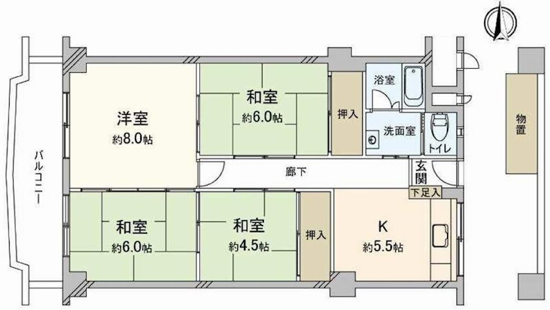 メガロコープ茨木Ⅱ 4F号室 間取り図