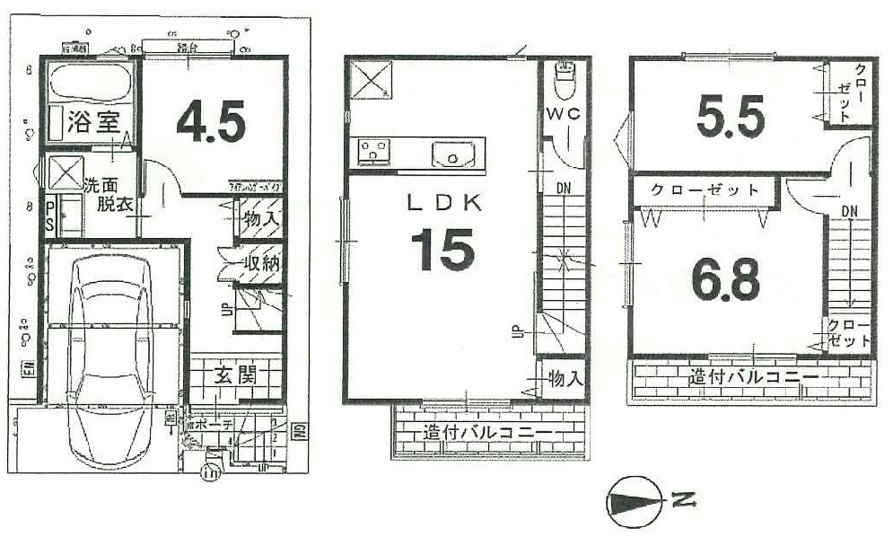 高槻市若松町　新築一戸建 間取り図