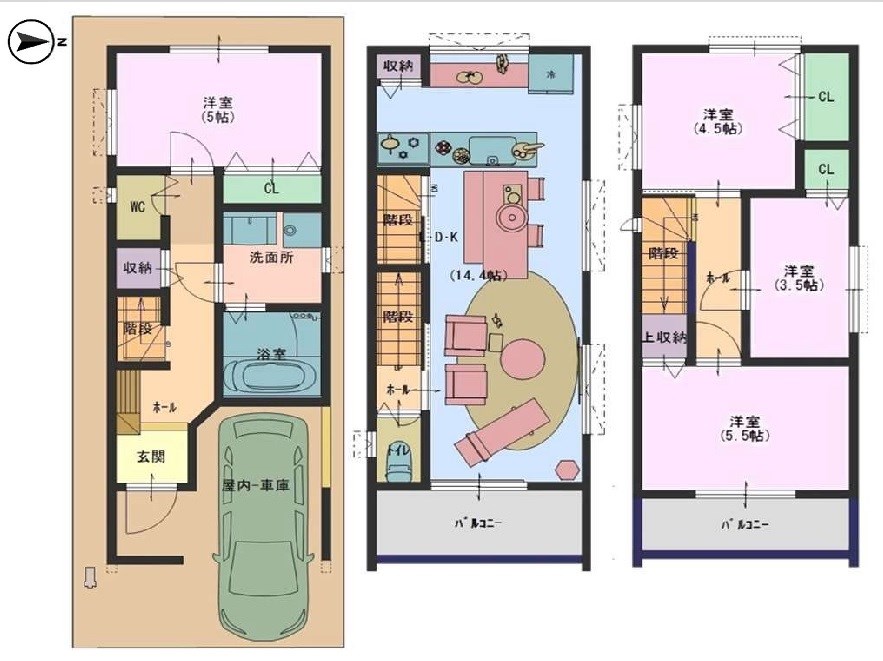 高槻市津之江町1丁目　新築一戸建 間取り図