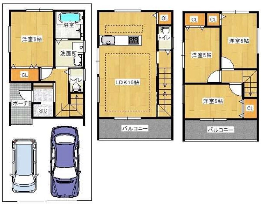 高槻市津之江町1丁目　新築一戸建 間取り図