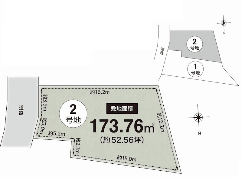 茨木市北春日丘3丁目　売土地　2号地  間取り図