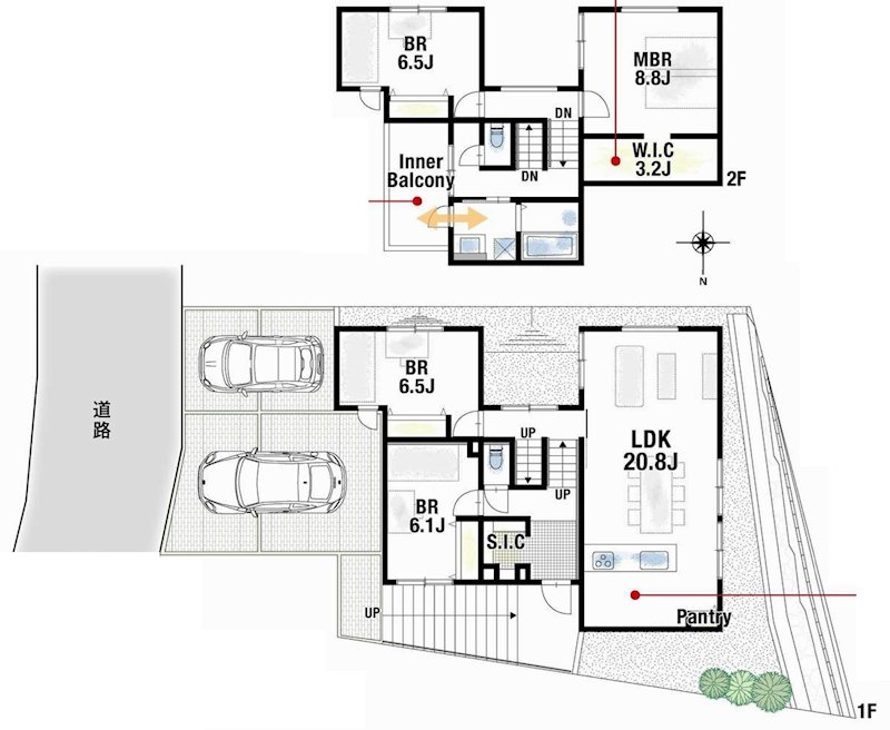 茨木市北春日丘3丁目　新築一戸建　2号地  間取り図