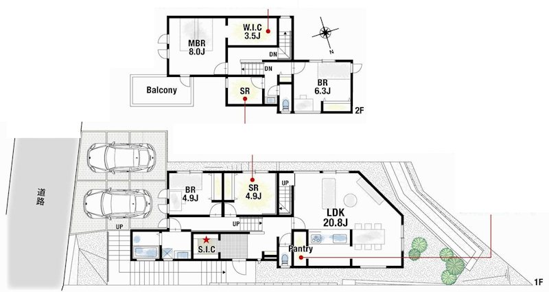 茨木市北春日丘3丁目　新築一戸建　1号地   間取り図