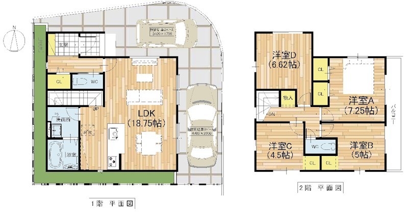高槻市大冠町1丁目1号地　新築一戸建 間取り図