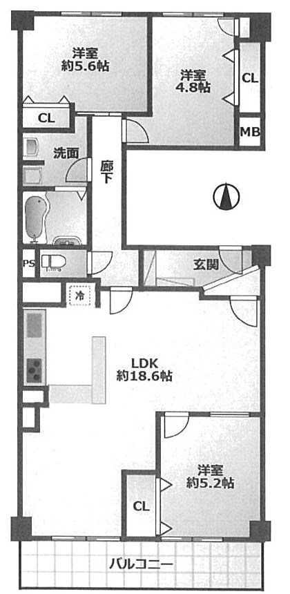 ルネ千里丘5号棟  間取り図