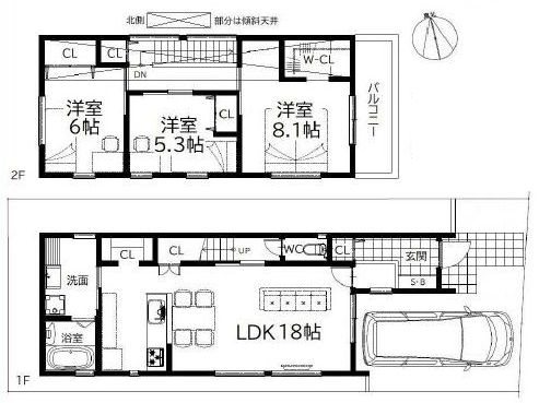 高槻市真上町5丁目　新築一戸建 間取り図