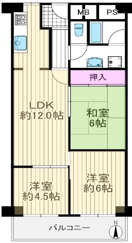 労住まきのハイツ一号棟 間取り図