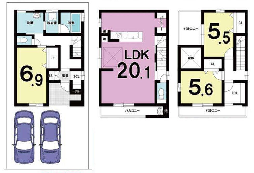 高槻市西冠3丁目　新築一戸建 間取り図
