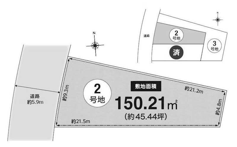 高槻市日吉台二番町　売土地2号地 間取り図