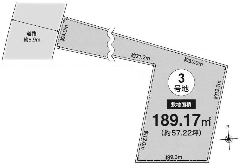 高槻市日吉台二番町　売土地3号地 間取り図
