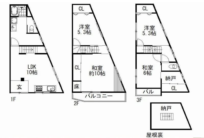 茨木市玉櫛1丁目　中古一戸建 間取り図