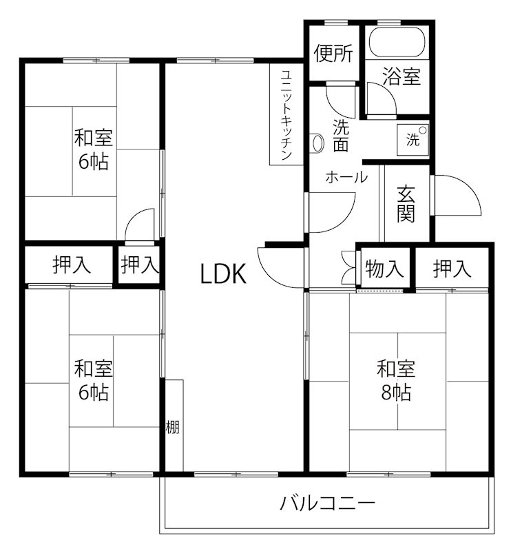 茨木郡山B住宅A17棟 間取り図