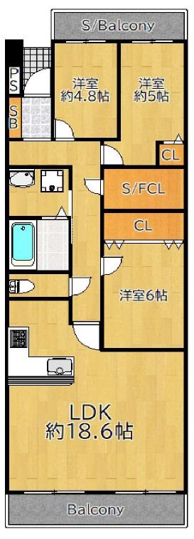グリーンタウン香里ケ丘C棟  間取り図