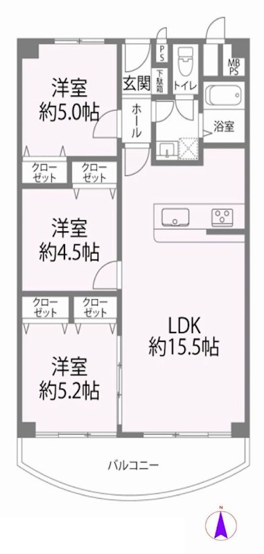 南茨木ハイタウン美沢F棟 間取り図