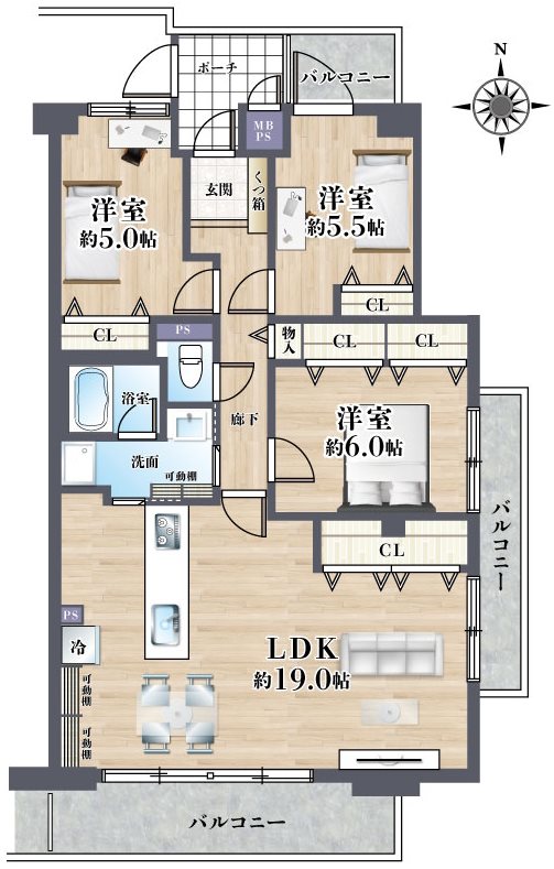 ライオンズマンション水無瀬壱番館 間取り図