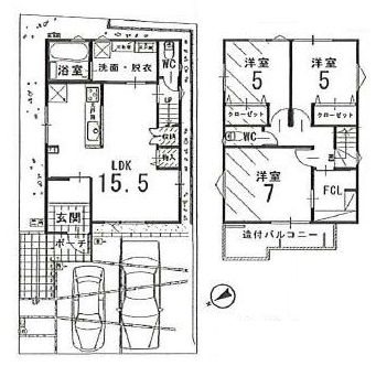 高槻市真上町5丁目　新築一戸建2号地 間取り図