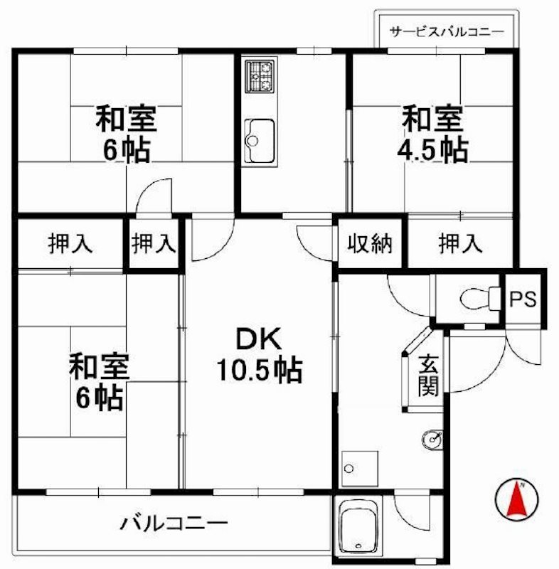 茨木郡山住宅A29棟  間取り図