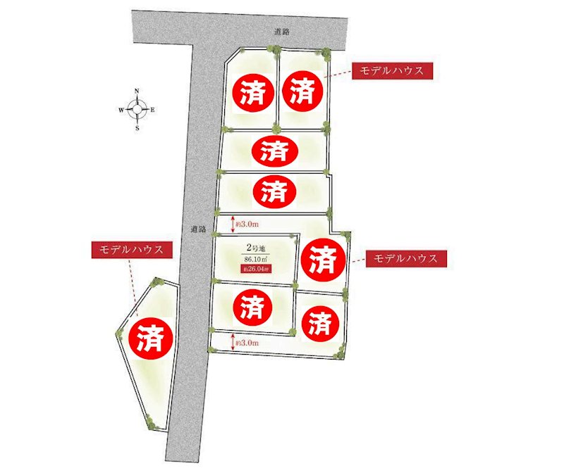 高槻市大塚町２丁目　建築条件付売土地　２号地  全体区画図