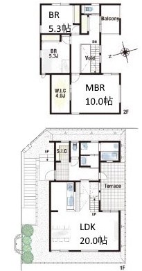 高槻市塚原1丁目　新築一戸建 間取り図