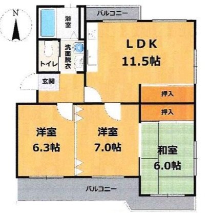 高槻塚原台ハイツ7号棟 間取り図