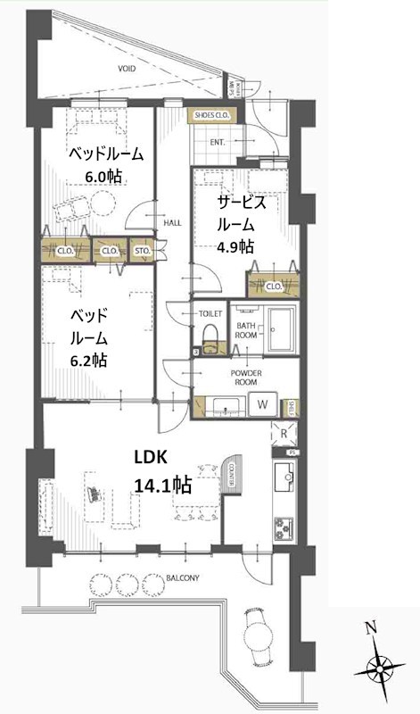 朝日プラザ高槻ウエストヒルズA棟 間取り図