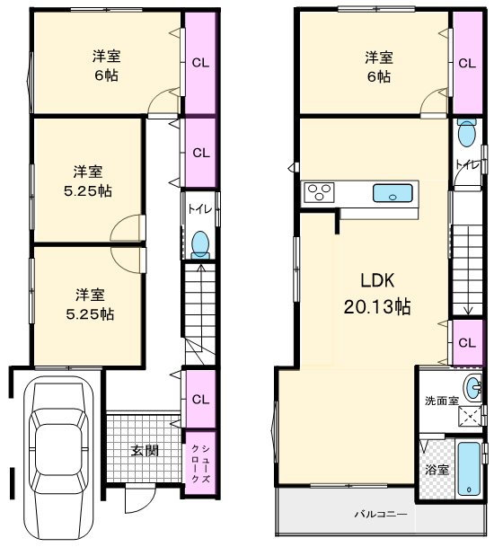 岡山手町全10区画新規分譲地内5号地 間取り図