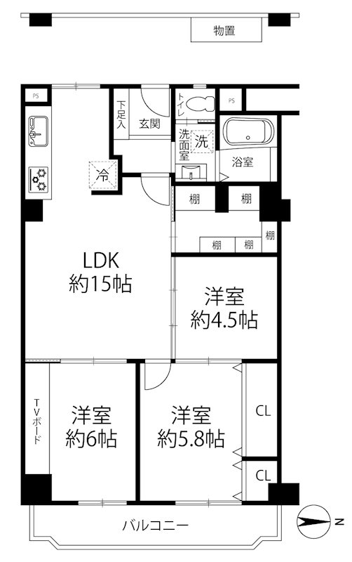 メガロコープ茨木Ⅱ 225号室 間取り図