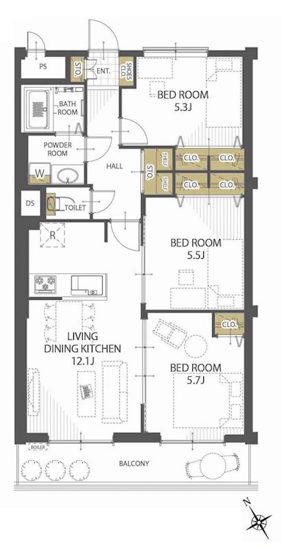 コボリマンション南茨木 間取り図