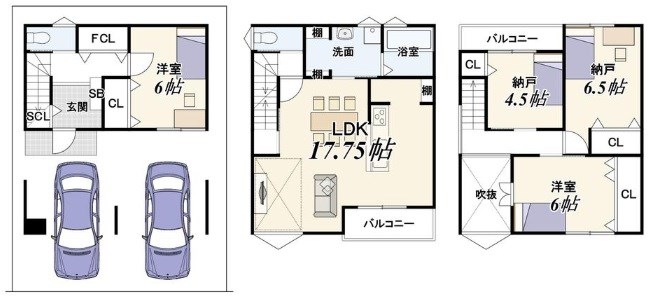 高槻市八幡町　新築一戸建 間取り図