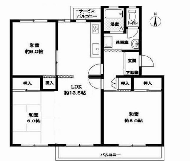茨木郡山D住宅A18棟 間取り図