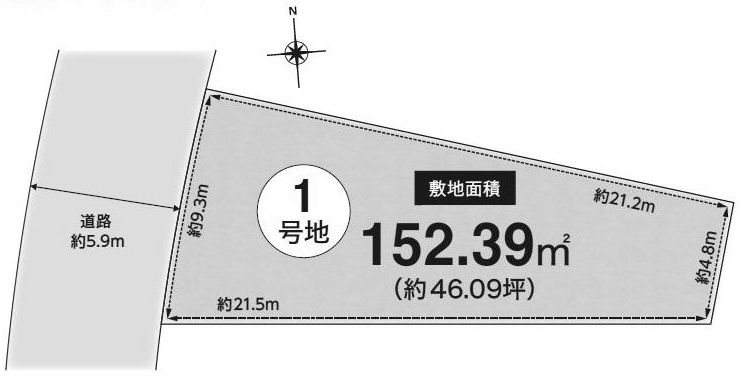 高槻市日吉台二番町　売土地1号地 間取り図