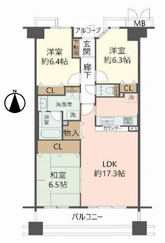 ジオ茨木学園町参番館 間取り図