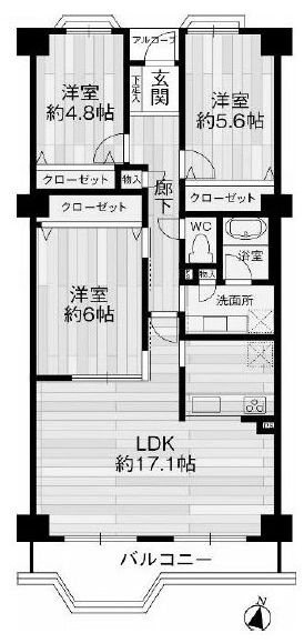 藤和コアティ高槻ハイタウンコアD棟 間取り図