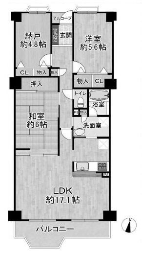 藤和コアティ高槻ハイタウンコアD棟 間取り図