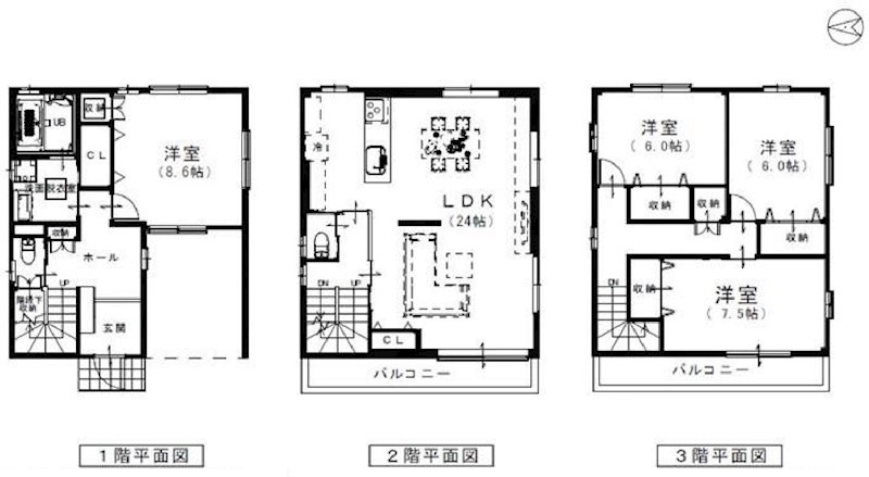 高槻市津之江町2丁目 中古一戸建 間取り図