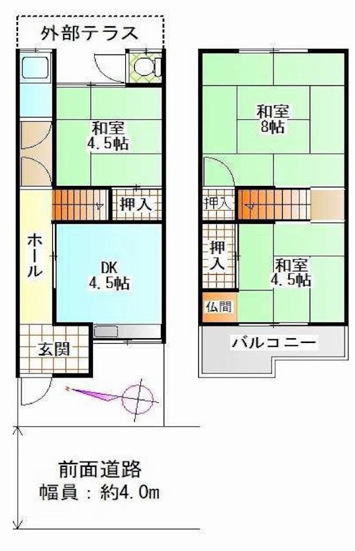 茨木市三島丘2丁目　中古テラスハウス 間取り図
