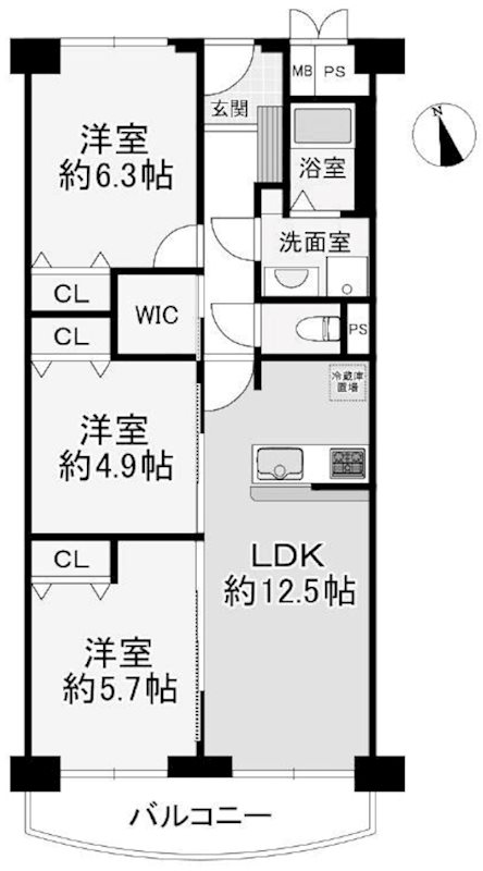 メゾン水無瀬3号棟 間取り図
