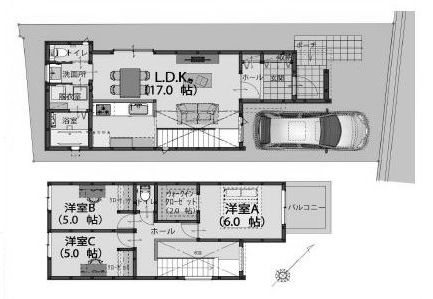 高槻市南平台2丁目　新築一戸建B号地 間取り図