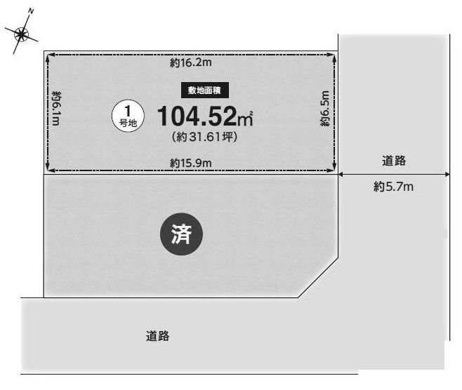 高槻市日吉台五番町　売土地1号地 間取り図