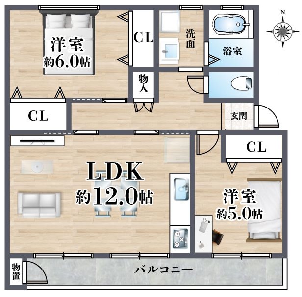 コーポ水無瀬A棟 間取り図